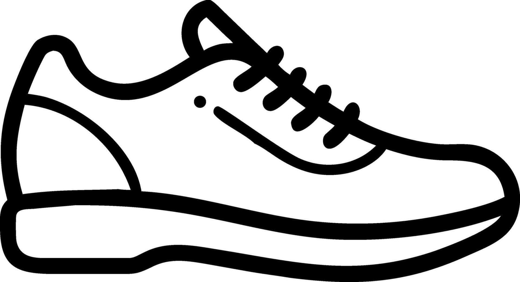 Black and white line drawing of a sneaker shoe footwear vector