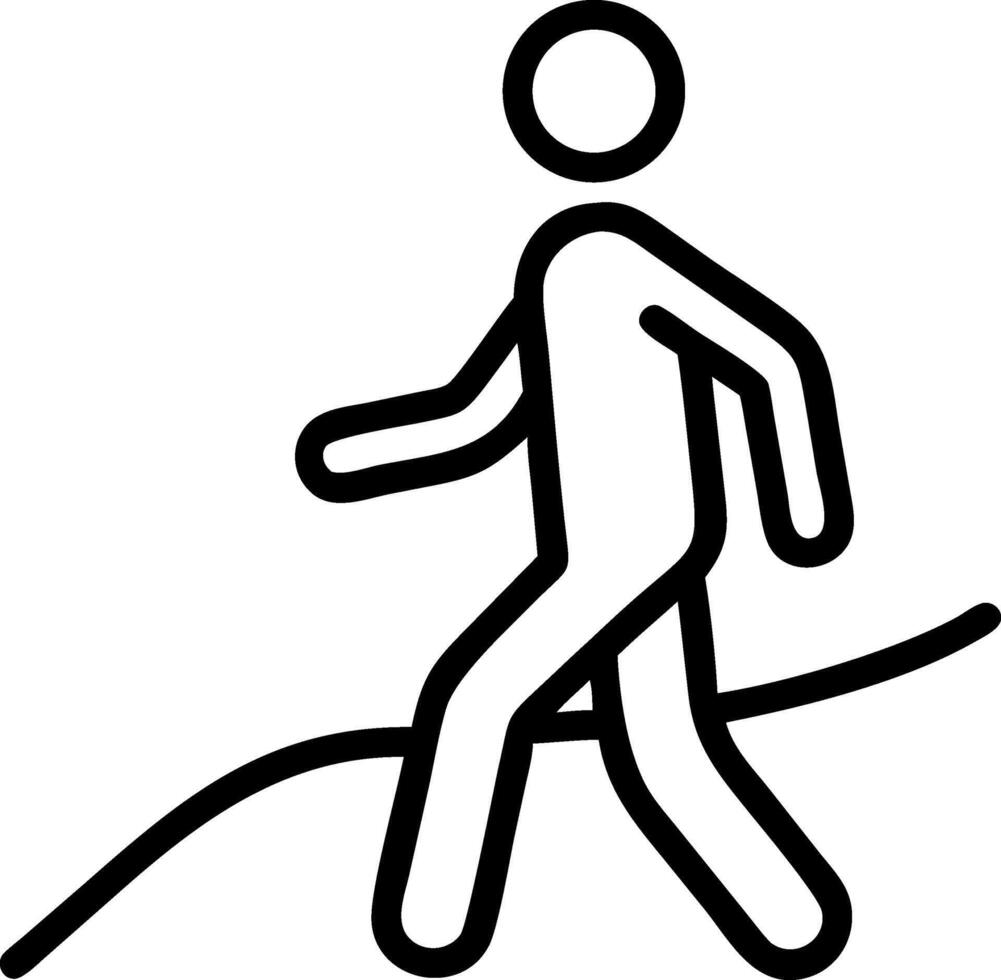 Black outline icon of a person walking on a path silhouette vector