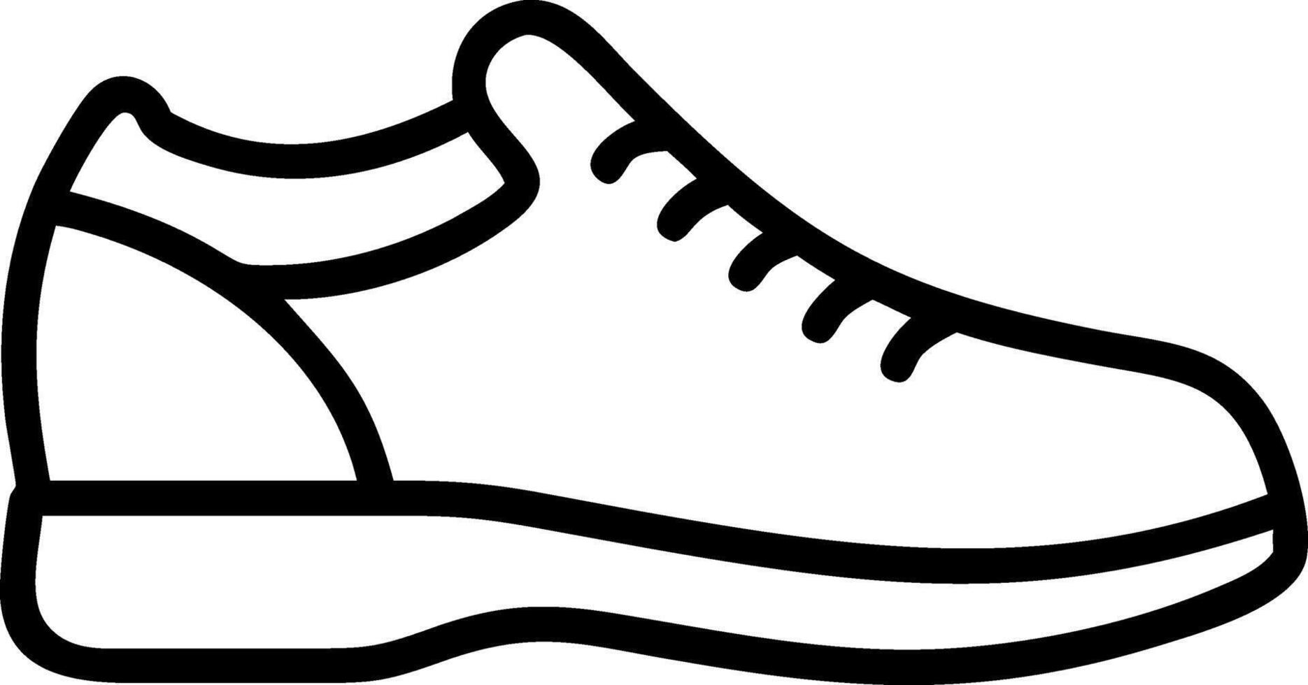 Black and white outline of a sneaker with laces shoe vector