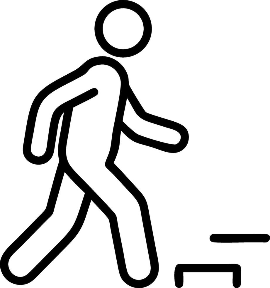 Black outline icon of a person walking up steps stairs vector