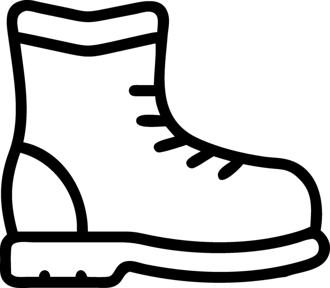 Black outline of a single hiking boot footwear shoe vector