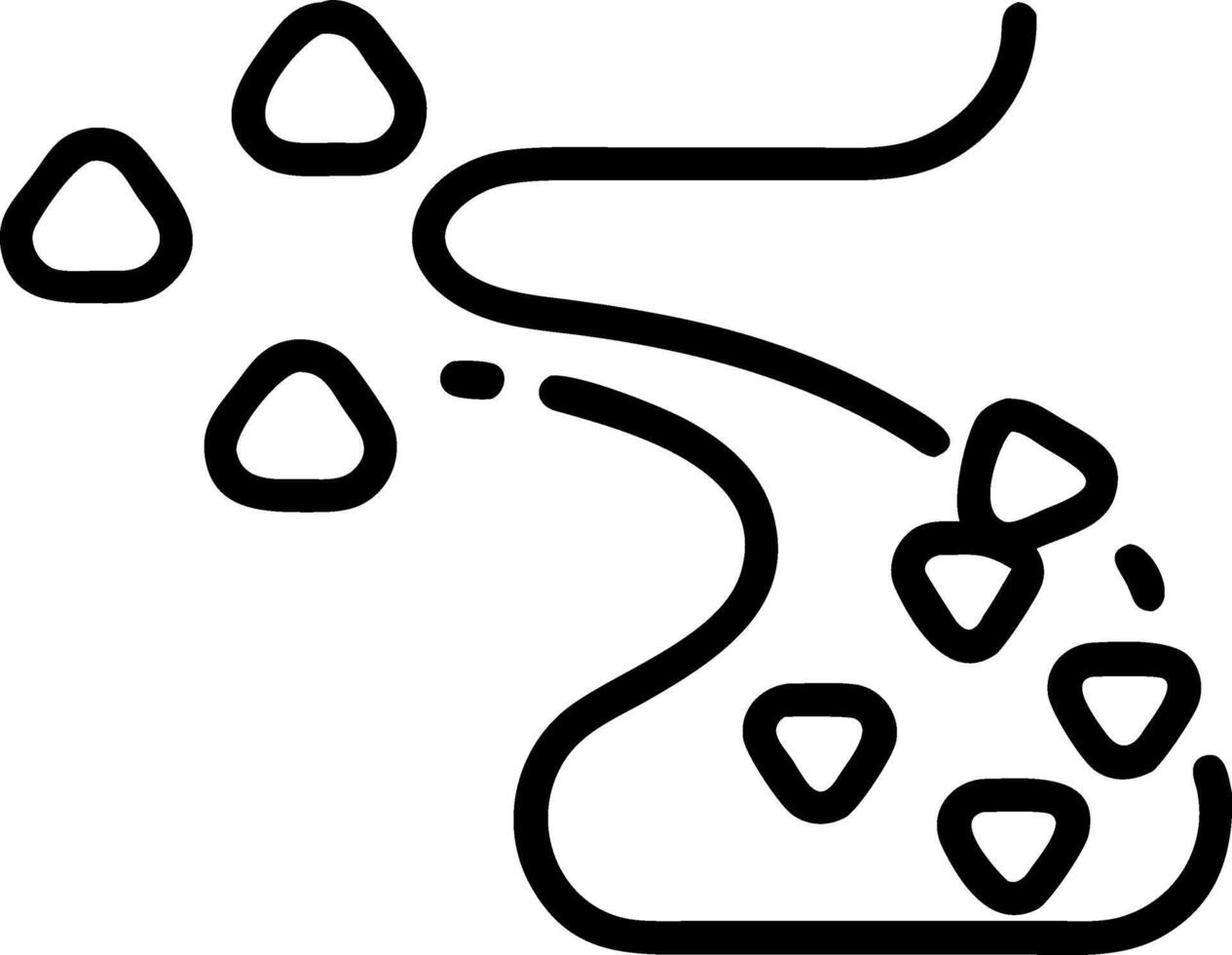 Black outline of a winding path with triangular stones vector