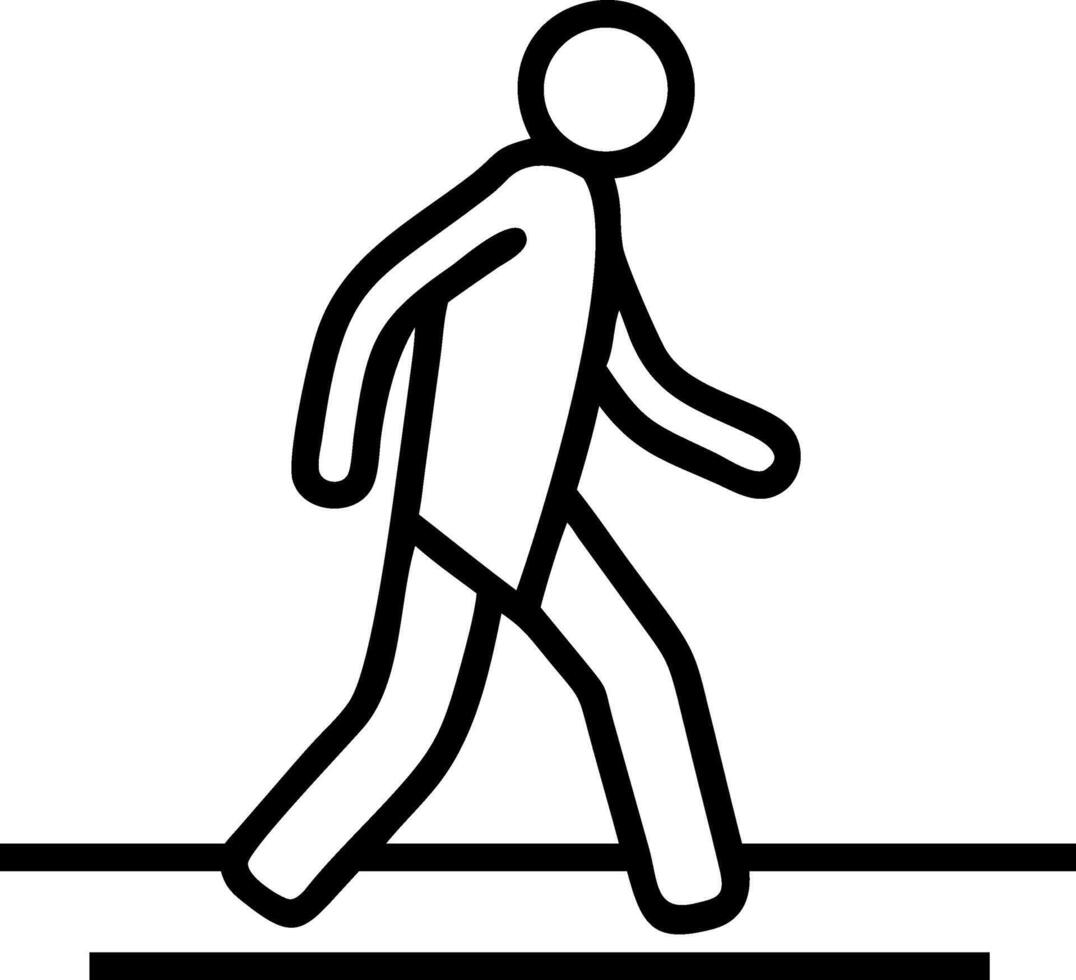 Black and white icon of a person walking stick figure vector
