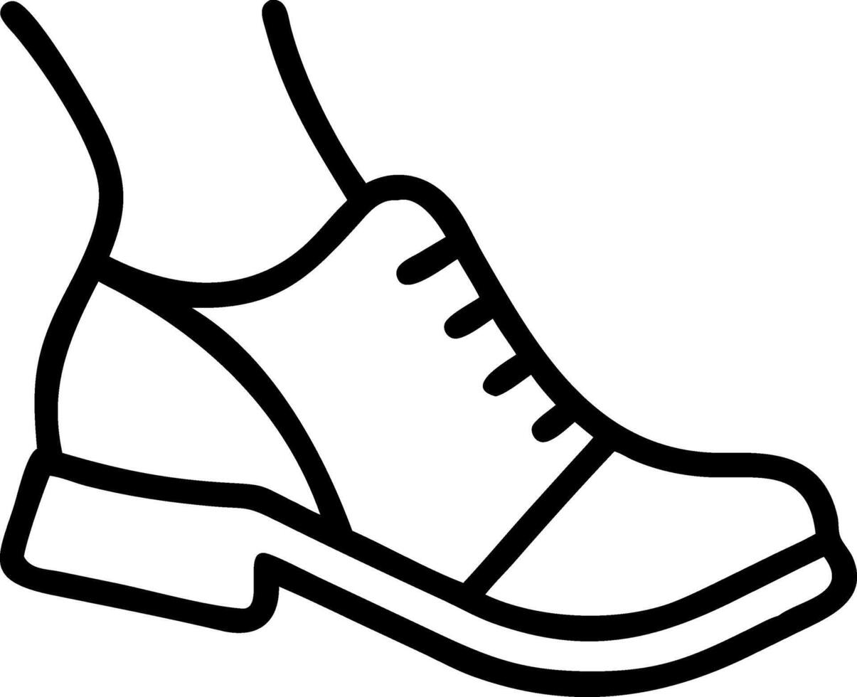 Black outline of a shoe with sole detail footwear icon vector