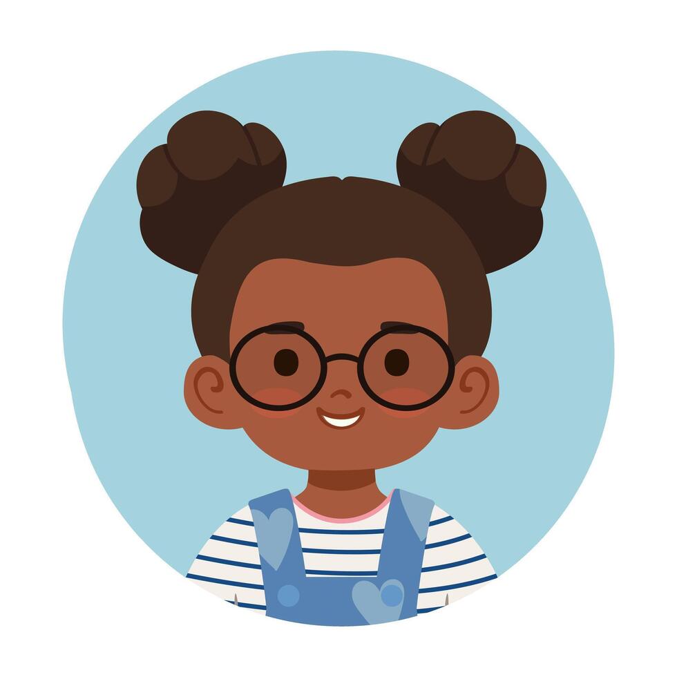 Cartoon girl with glasses and pigtails vector
