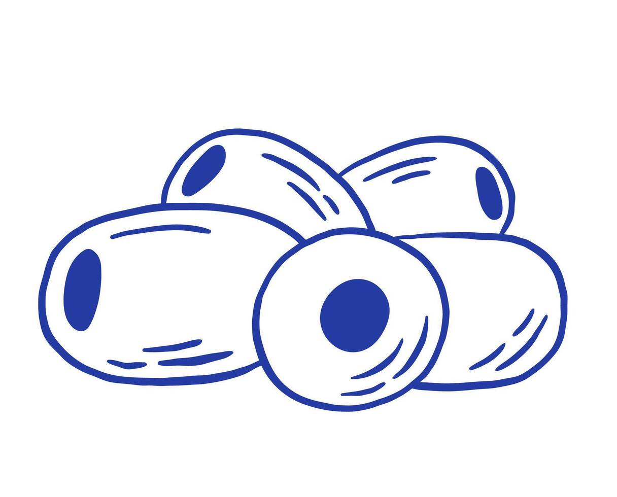 Hand draw fresh olives on white background. Mediterranean food illustration in sketch style. vector