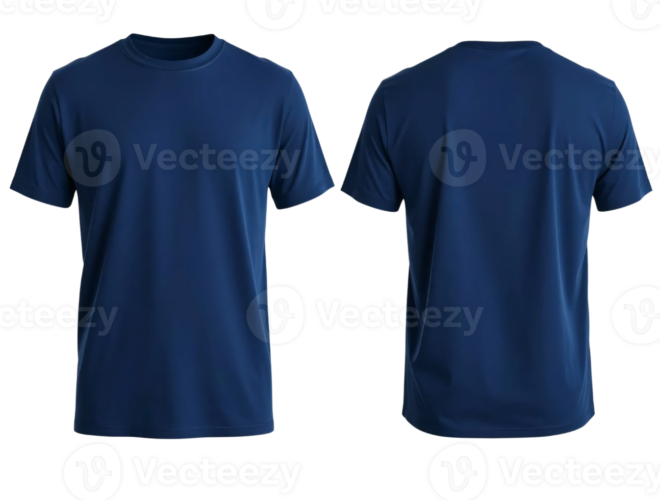 Navy blue t-shirt in front and back view, mockup isolated on transparent background. png
