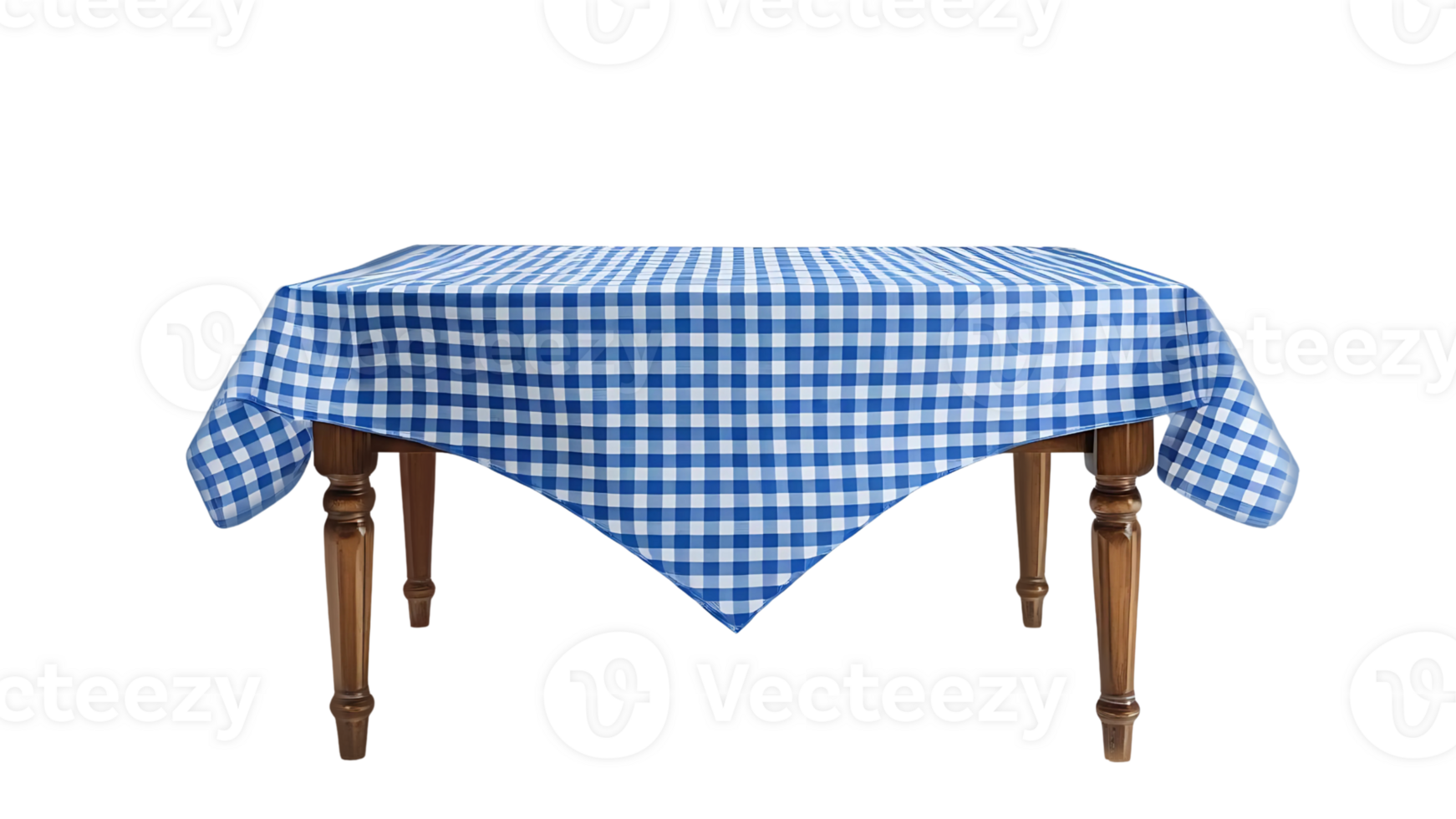A blue and white checkered tablecloth png