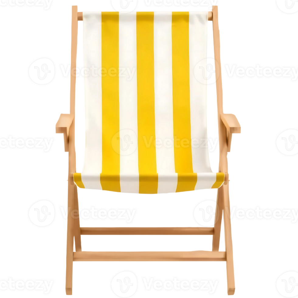 Yellow and white striped beach chairs isolated on the transparent background png