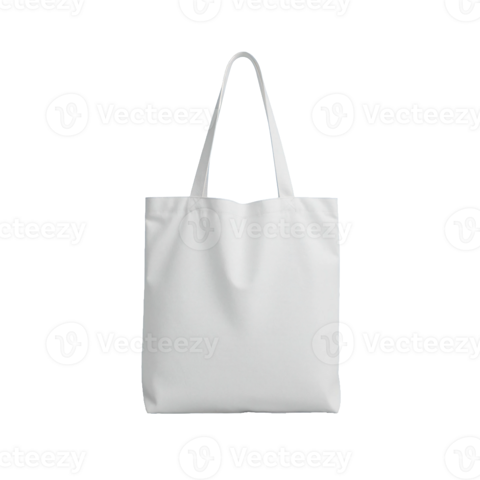 Blank white canvas tote bag mockup isolated on transparent background. png