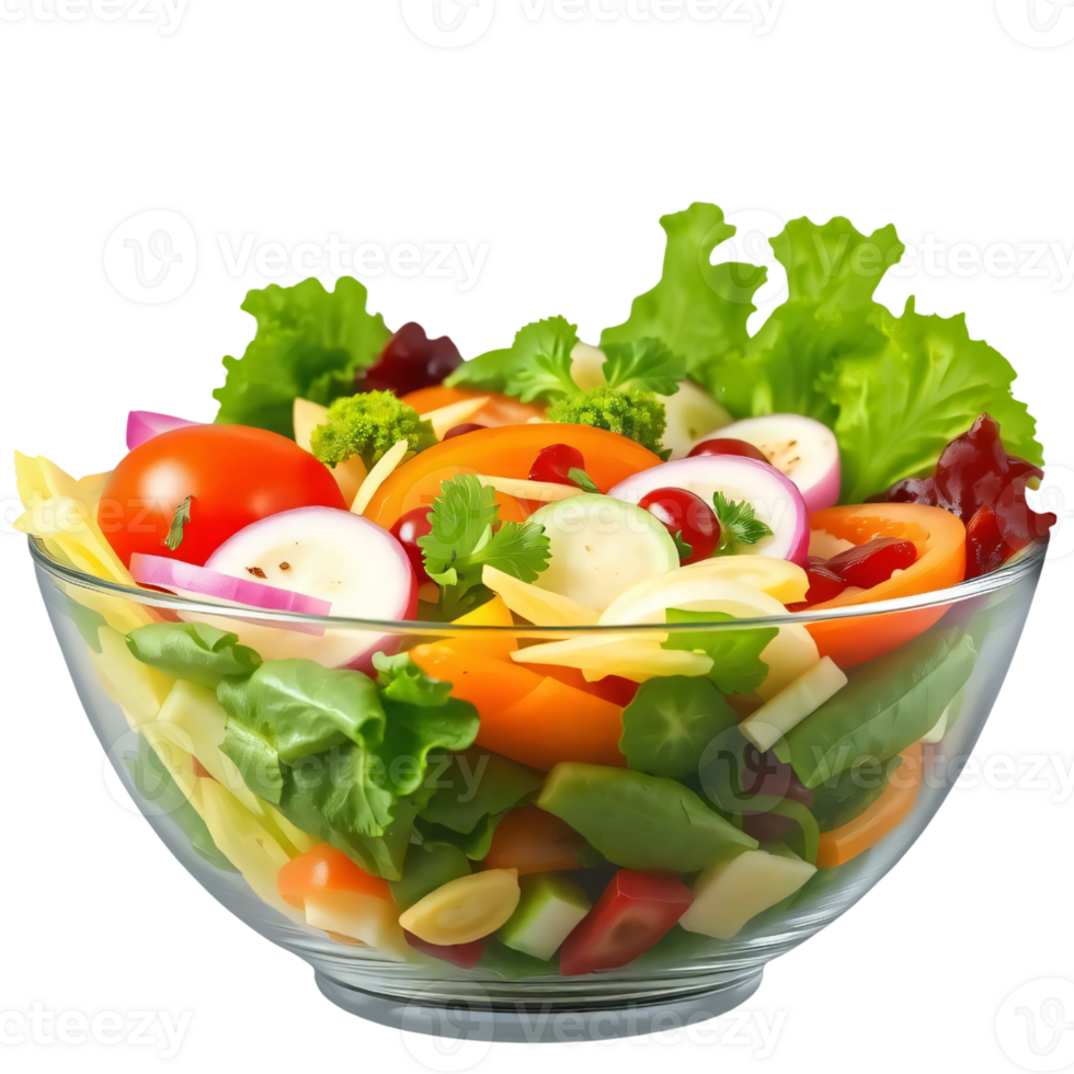 Yummy salad bowls isolated with transparent background png