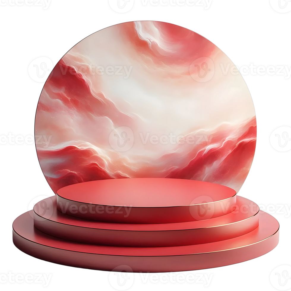 Empty round red podium isolated on the transparent background png