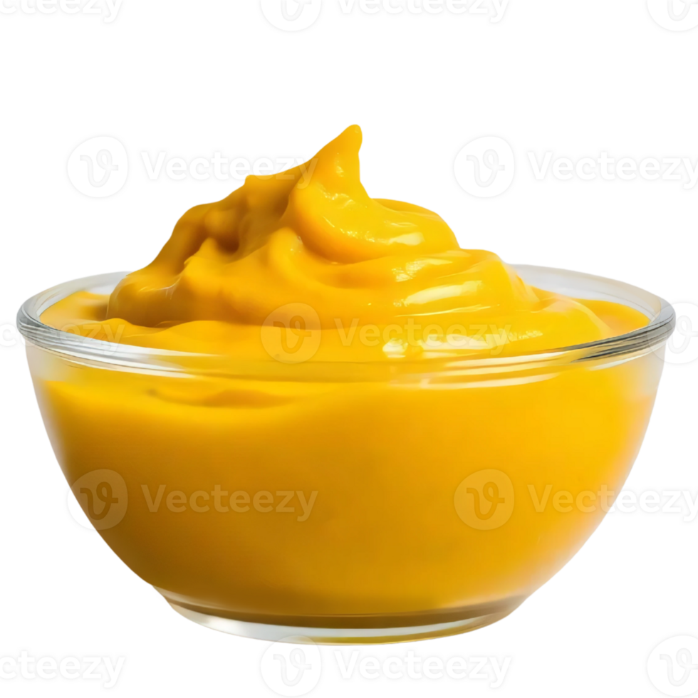 Yellow mustard in a bowl isolated with transparent background png
