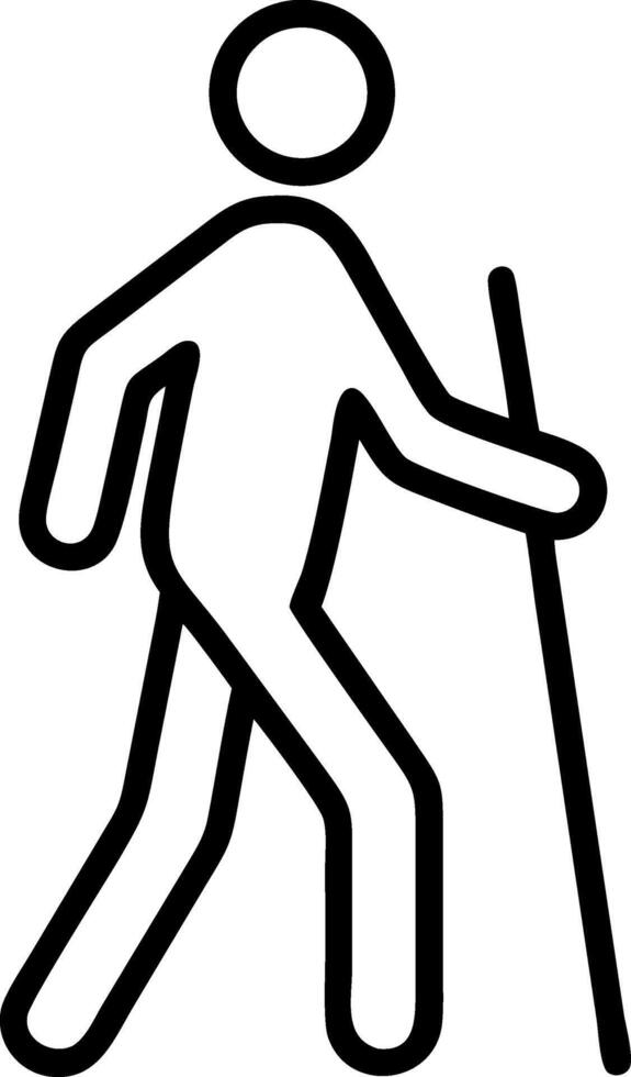 Black and white icon of a person walking with a stick vector