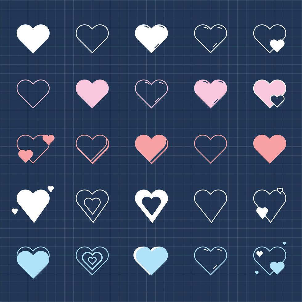 Doodle Heart,Open Heart white and dark blue outline ,Heart silhouette, Love sign vector