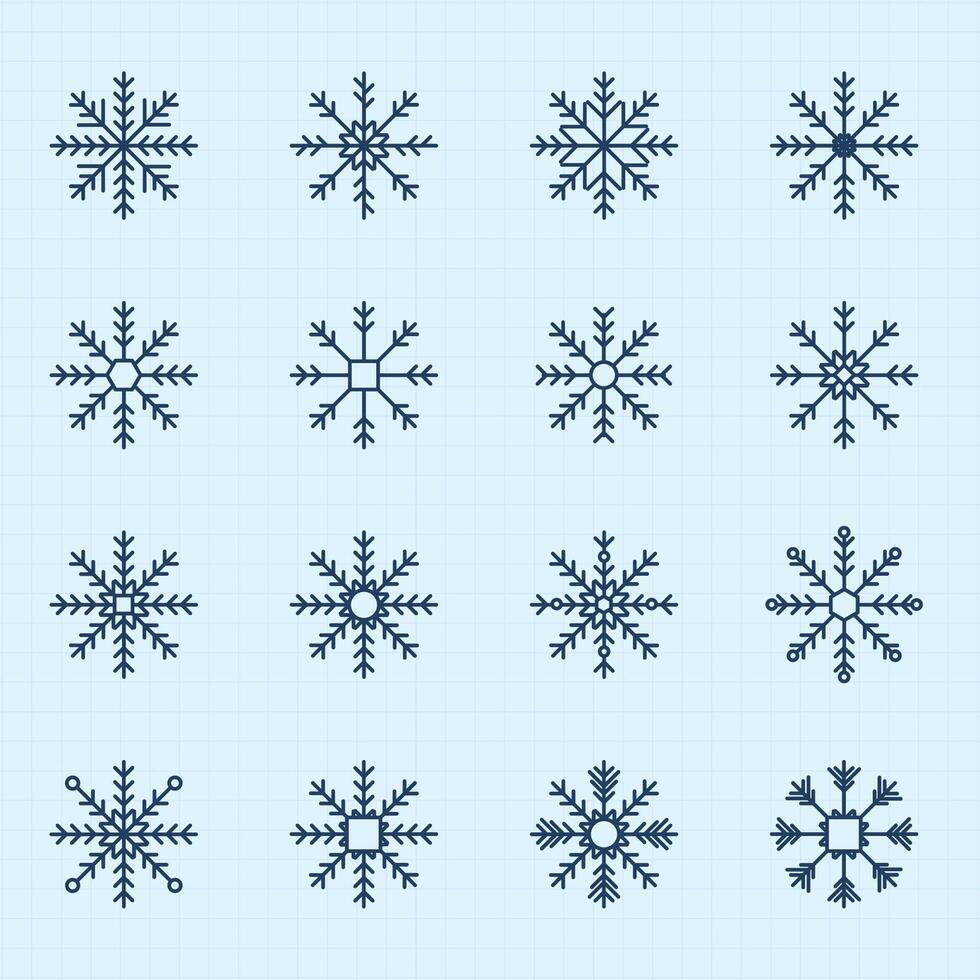 Set of Snowflakes Christmas design. Snowflakes icons. White Snowflake. Snowflakes template. Snow winter vector