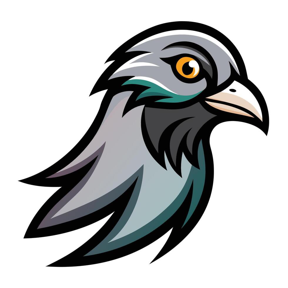 Modern fierce bird mascot logo design with sharp lines and bold colors, perfect for sports teams, eSports, branding, and competitive identity. vector
