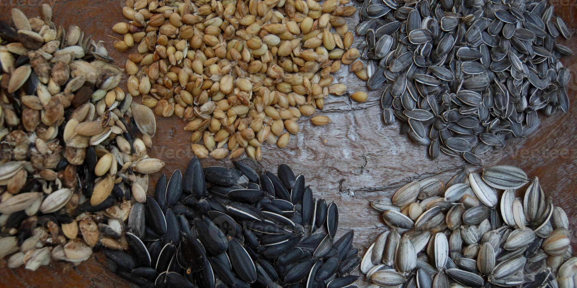 A captivating image of assorted seeds, showcasing their textures and natural beauty. photo