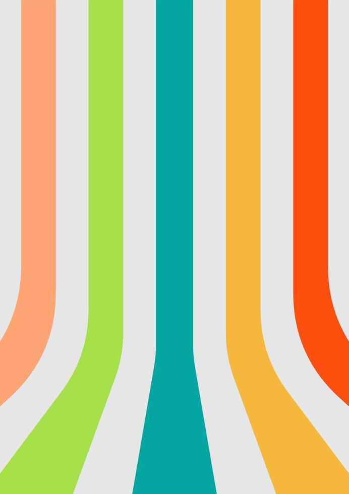 Colorful abstract wave lines in playful motion with retro tones of orange, green, red, and yellow. Ideal for modern backgrounds, branding, or trendy design projects vector