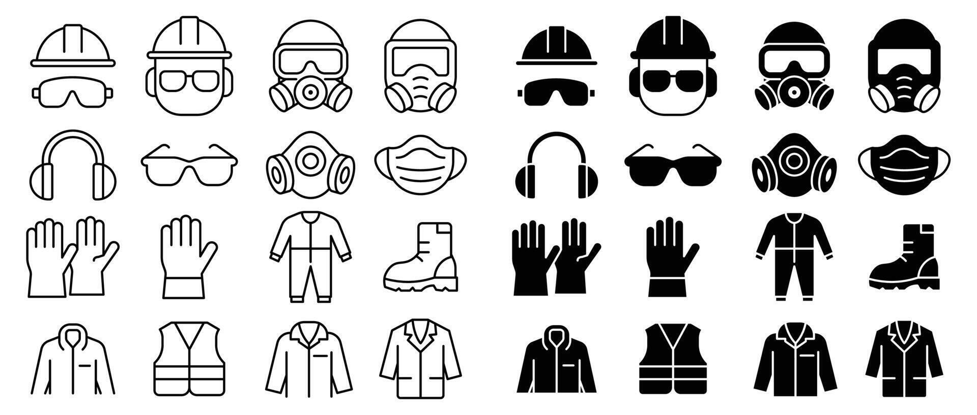 Safety Equipment Icons Set for Engineering and Construction Use vector