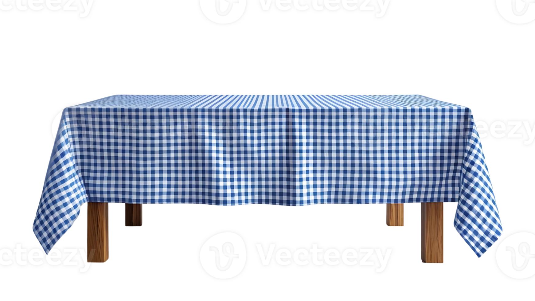A table with a blue and white checkered tablecloth png