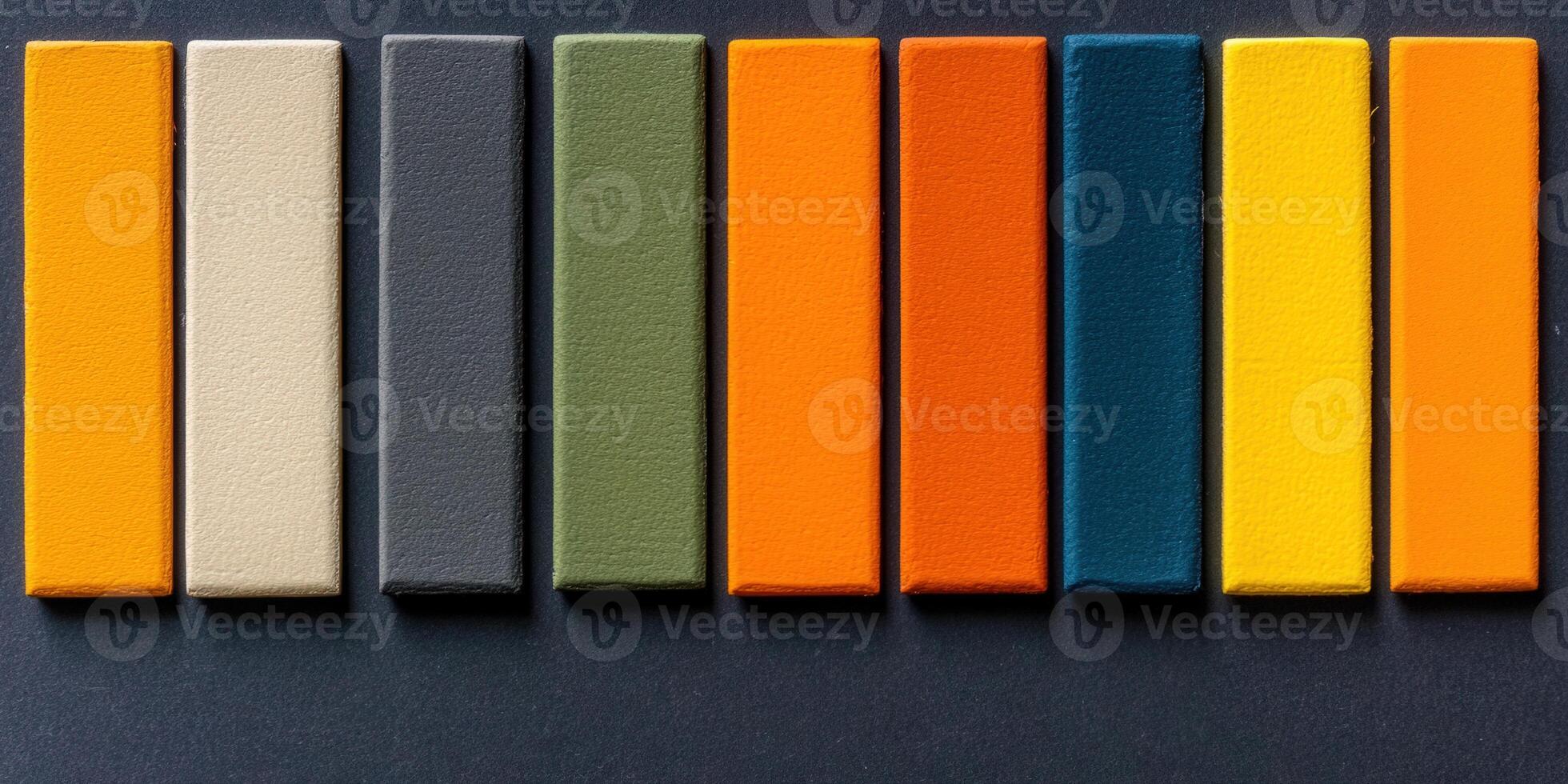 Vibrant array of colorful rectangular blocks with a contrasting background photo