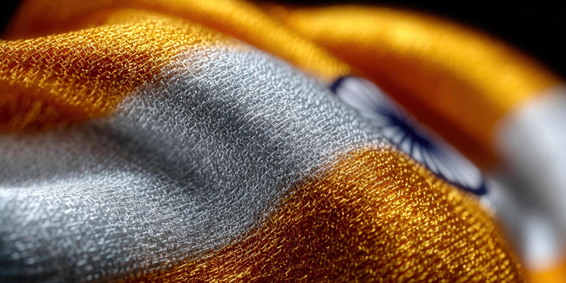 Close-up of a textured fabric in silver and yellow hues, creating a visually interesting abstract. photo