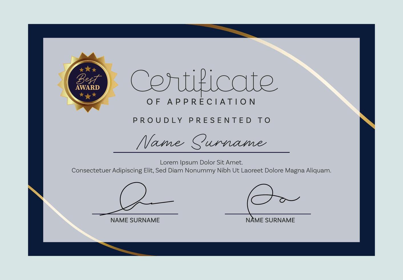 Professional certificate template with a modern and clean layout for awards and educational recognition vector