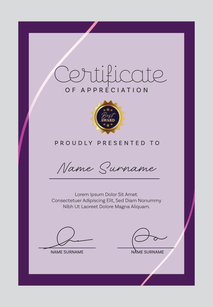 Professional certificate template with a modern and clean layout for awards or educational recognition vector