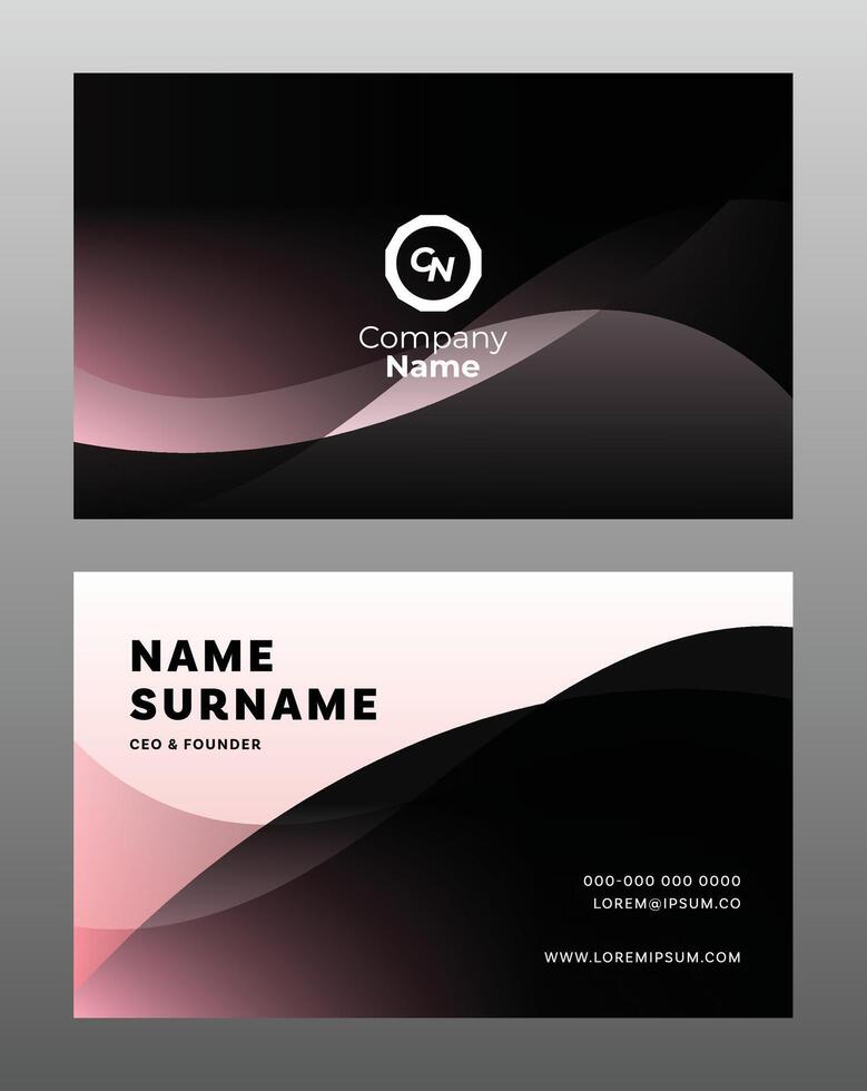 Professional business card template layout with clean lines and modern design. Ideal for personal branding, corporate identity, or creative professionals vector