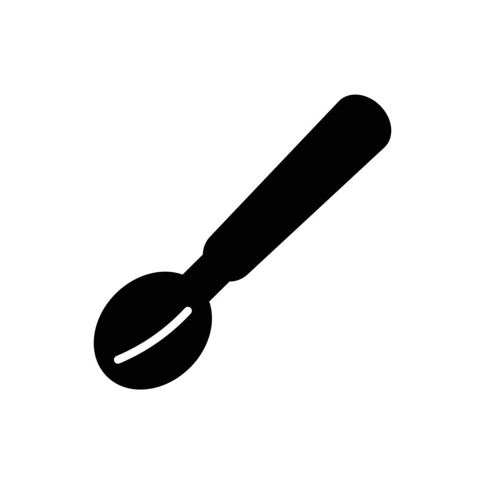 Simple Black Ice Cream Scoop with Wooden Handle for Serving Desserts vector
