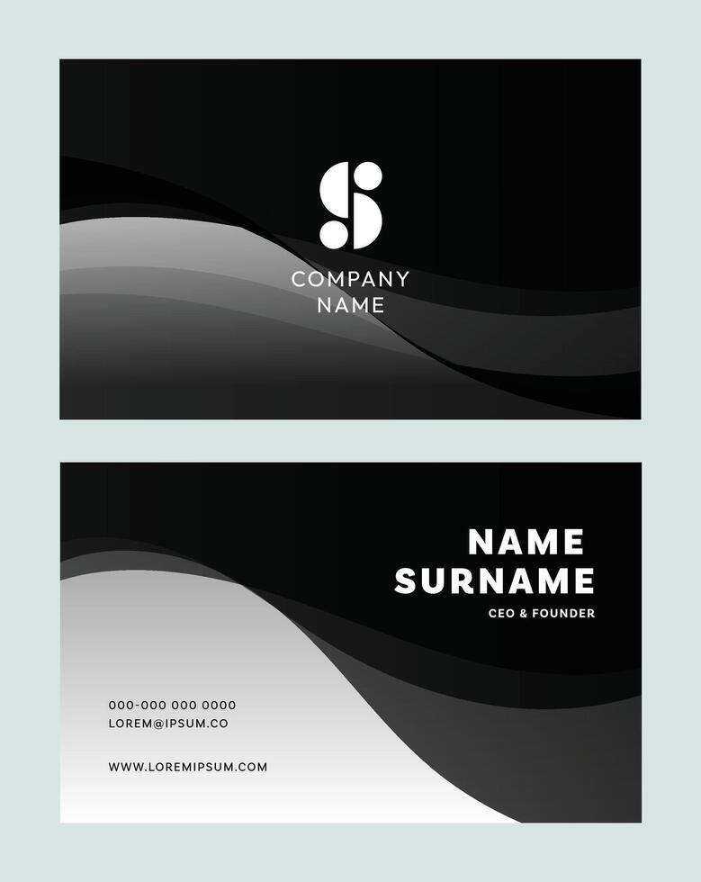 Professional business card template layout with clean lines and modern design. Ideal for personal branding, corporate identity, or creative professionals. vector