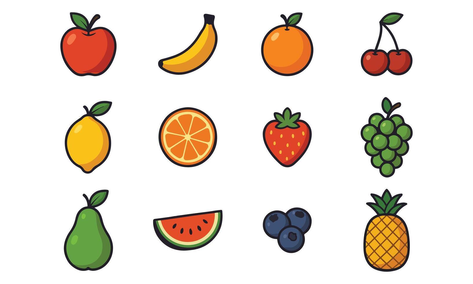 Illustration of various colorful fruits vector