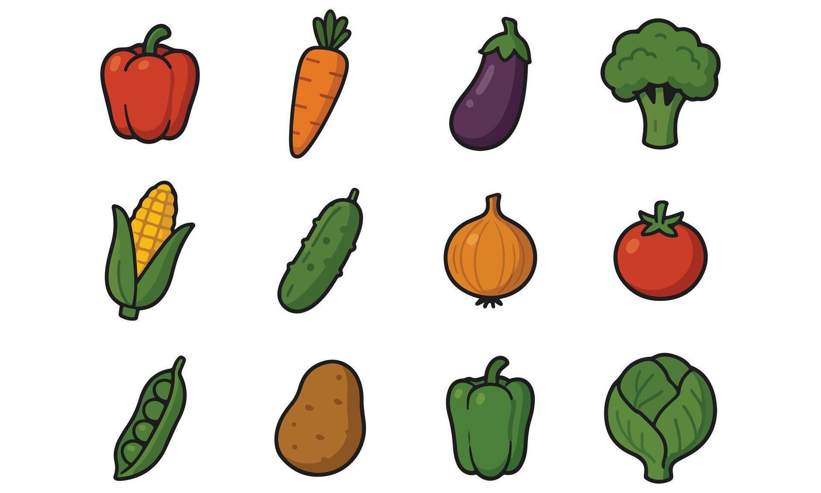 Fresh vegetables assortment with different types vector