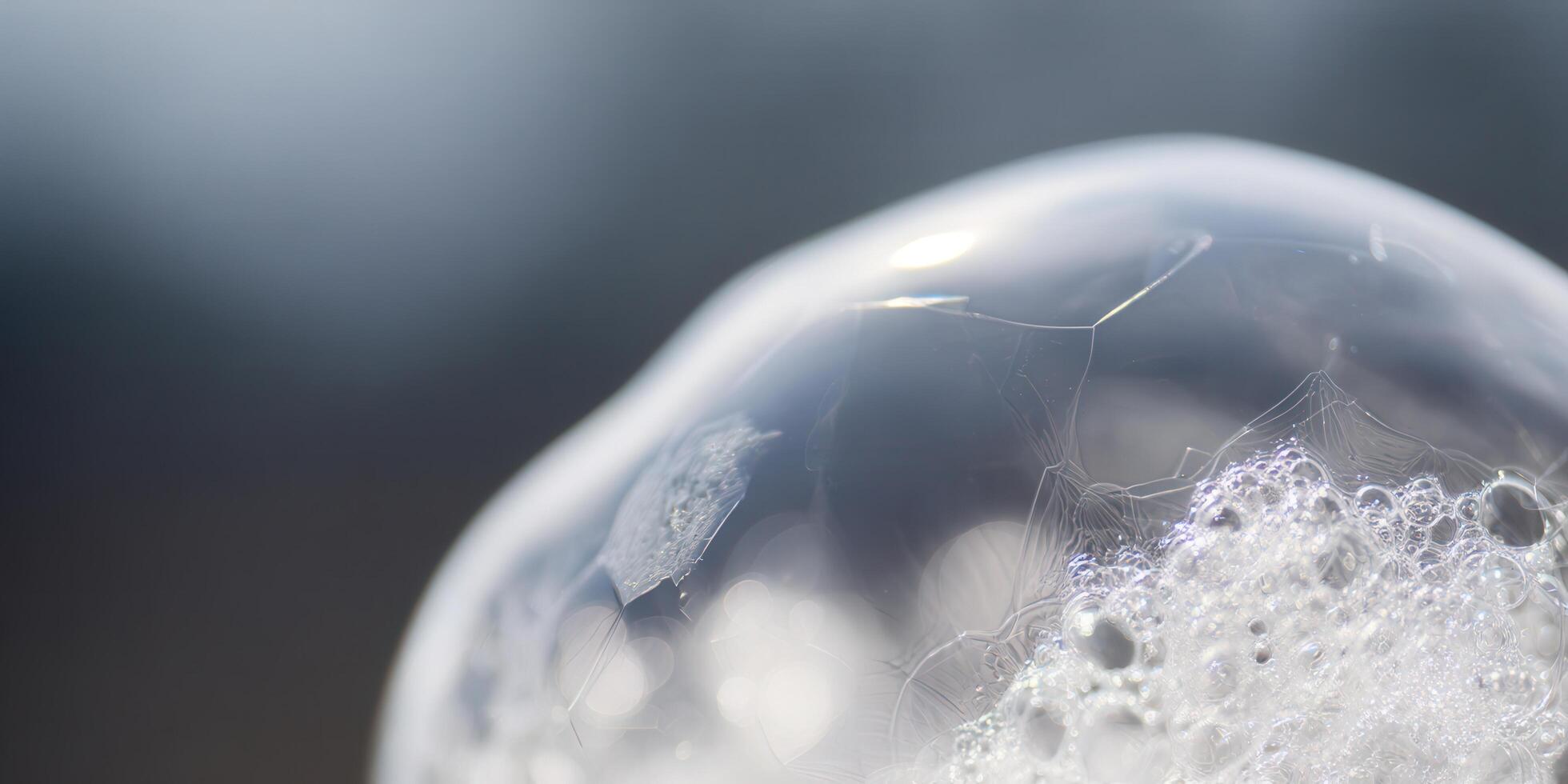 A stunning macro shot of a soap bubble, showcasing its delicate surface and intricate details. photo