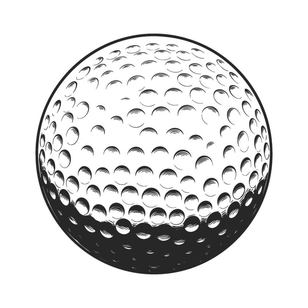 Classic golf ball design in black and white vector