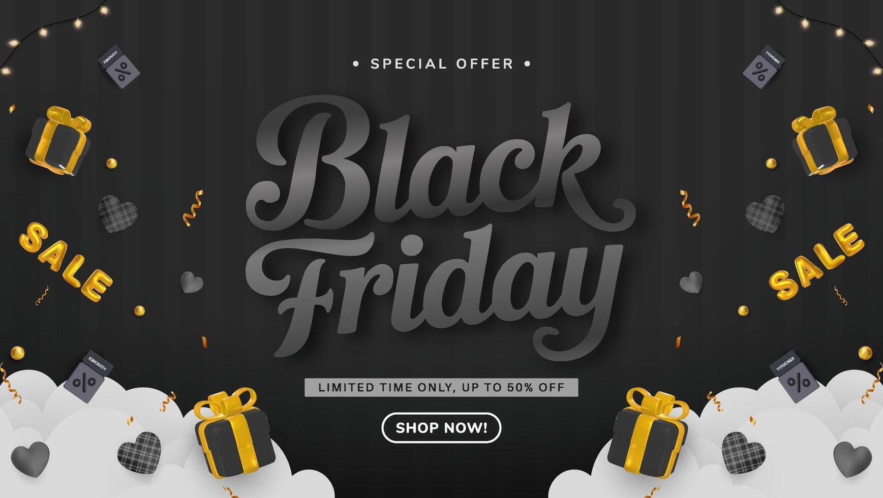 Black Friday sale promotional banner vector