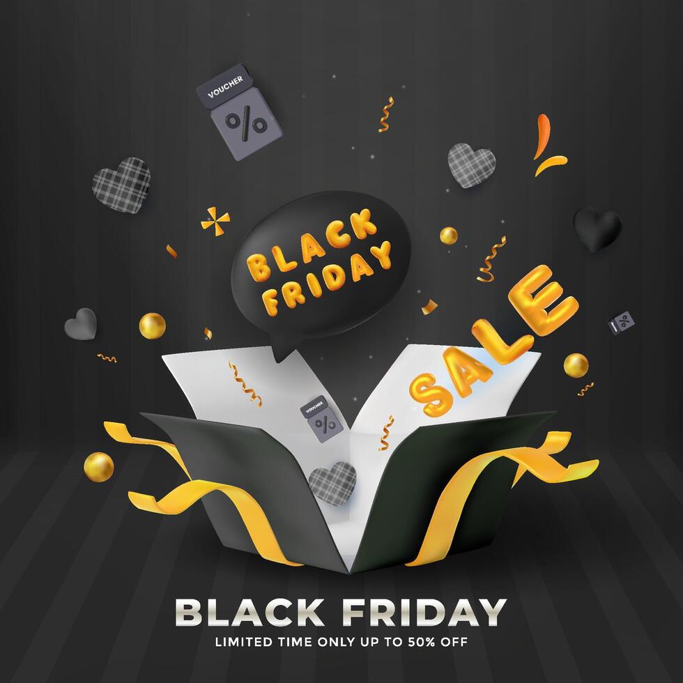 Black Friday sale graphic with discounts vector