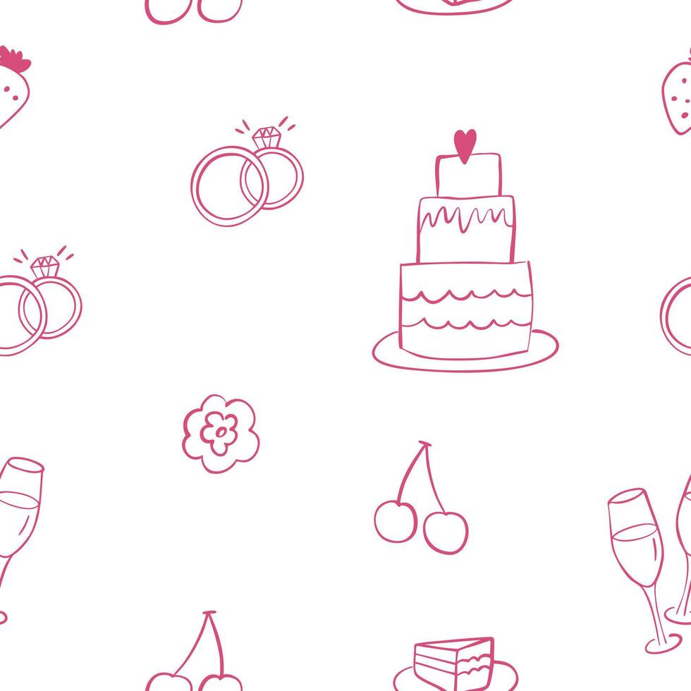 Seamless pattern with wedding items. Suitable for invitations, packaging and wedding agency design vector