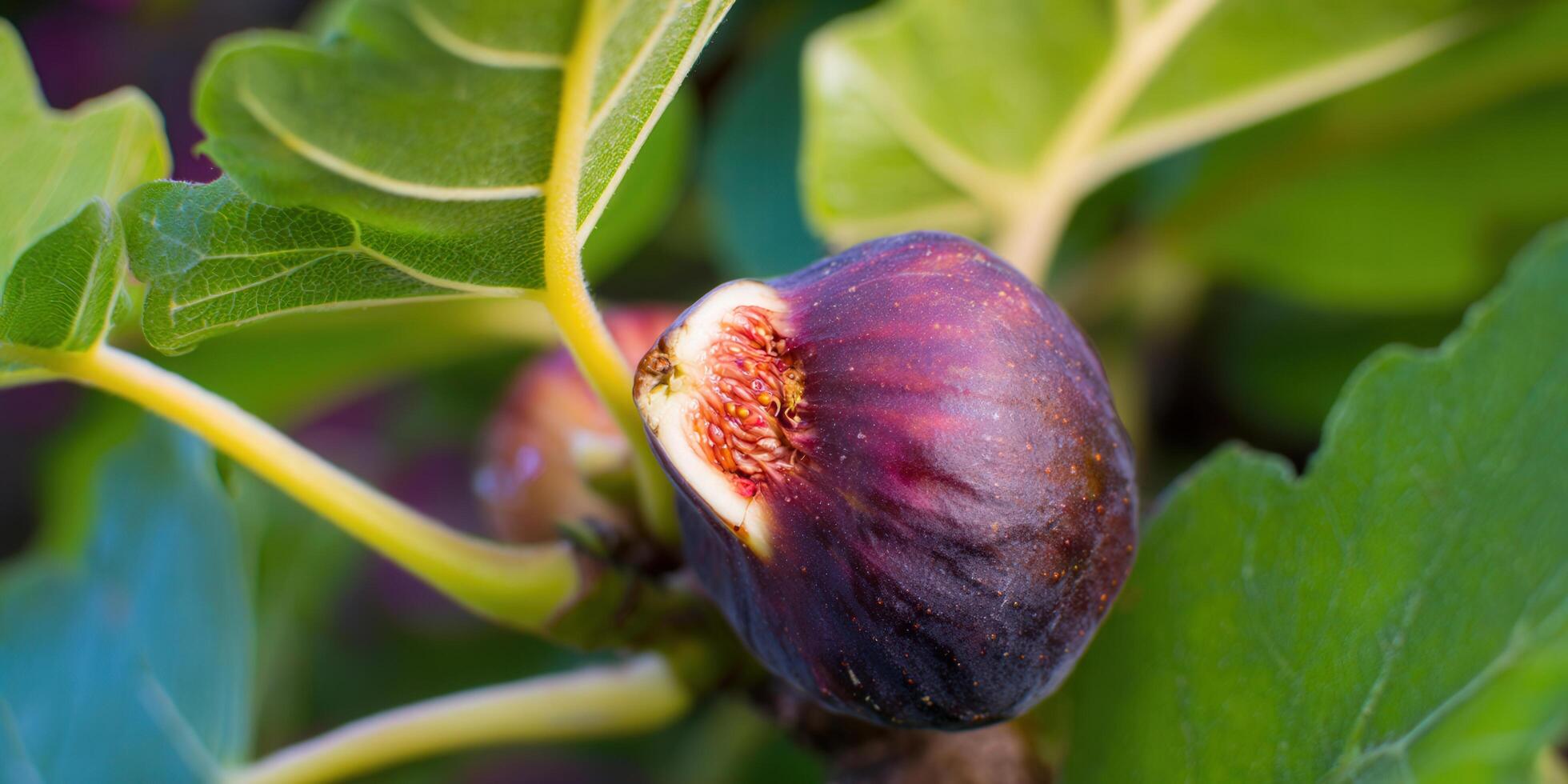 Delicious ripe fig fruit, partially sliced, displaying its inviting texture and ready to eat. photo