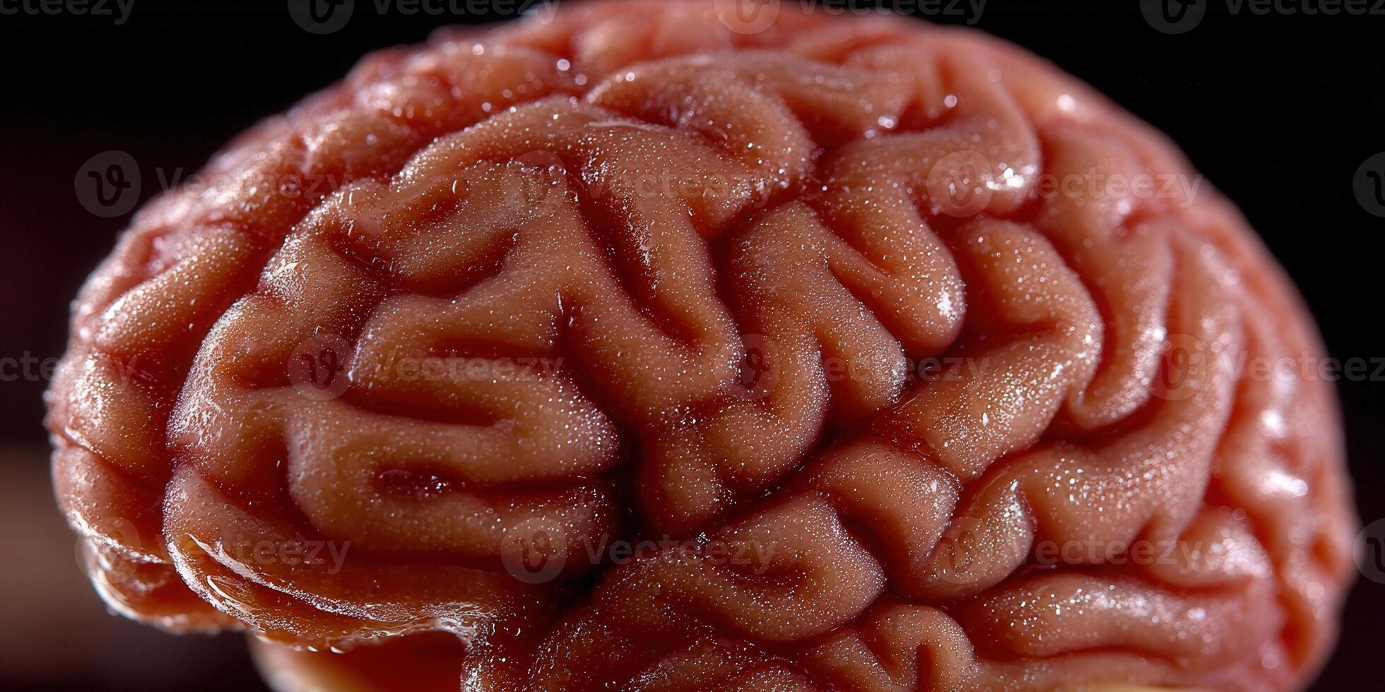 Close-up of a human brain highlighting neurological complexity and anatomical details. photo