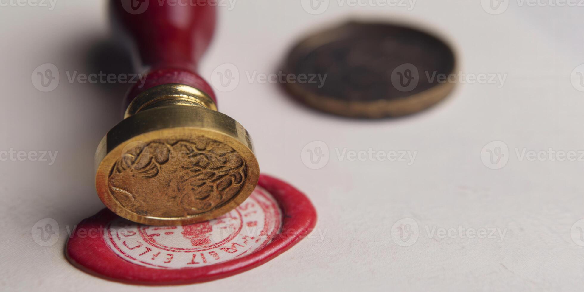 A classic wax seal, detailed and elegant, perfect for official documentation and vintage design. photo