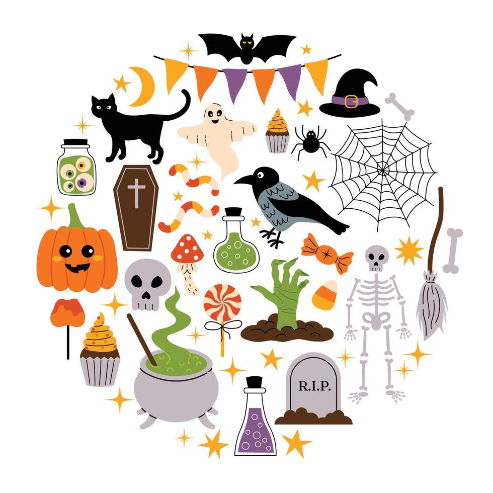 Halloween icons and decorations vector