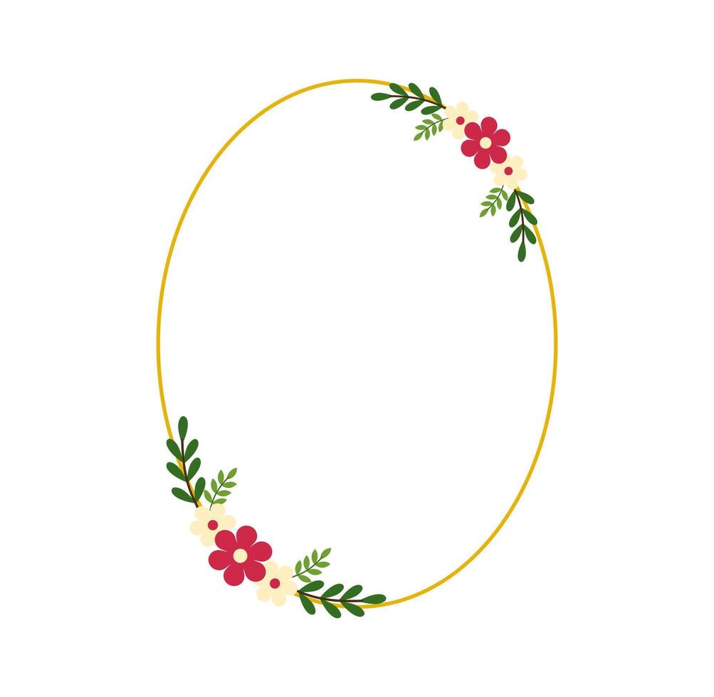 Minimal Botanical Border in Flat Style for Thank You Cards vector