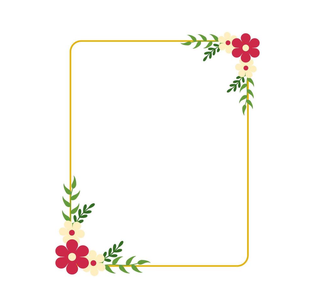 Flat Botanical Border for Thank You Cards vector