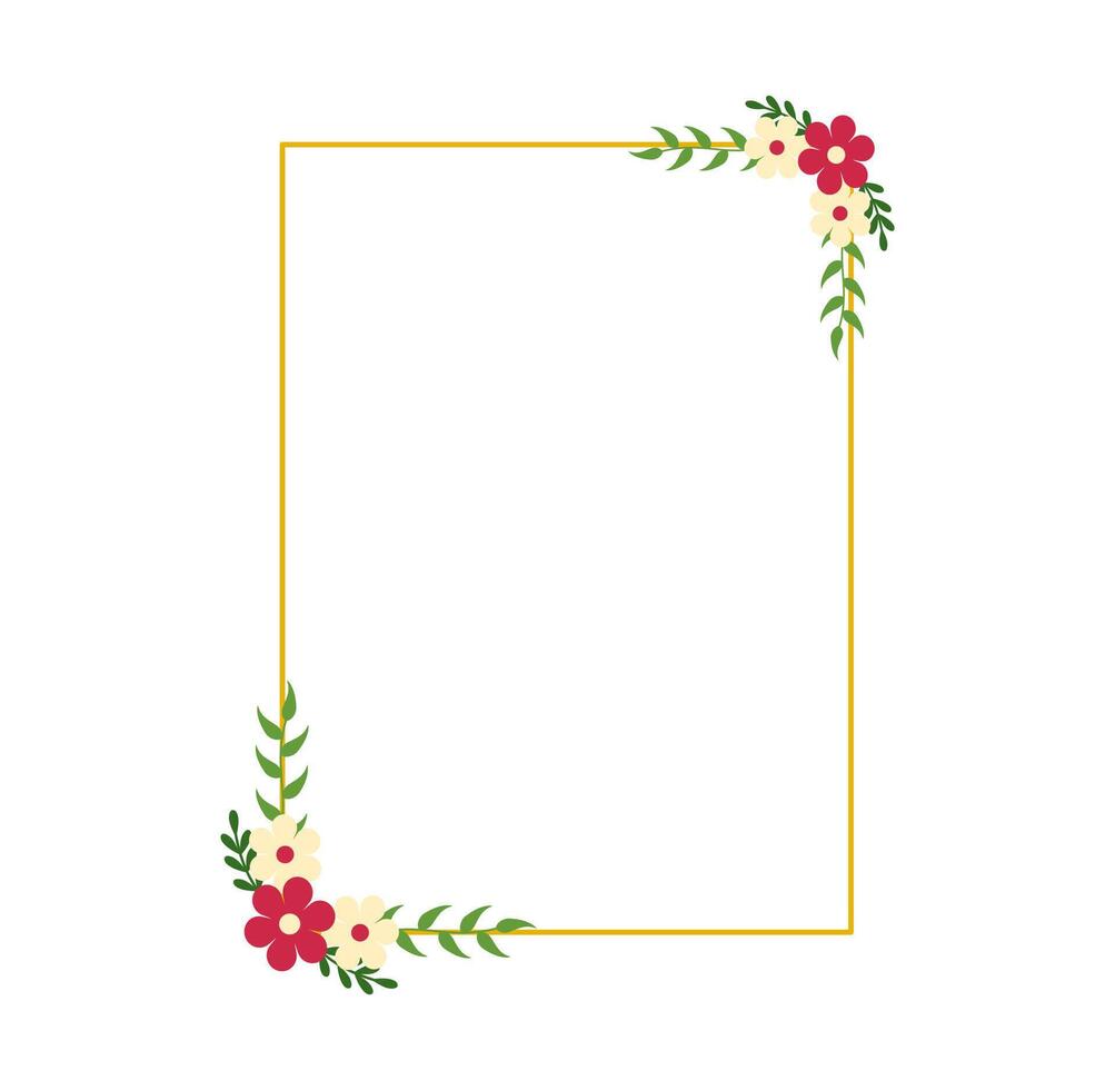 Flat Floral Frame with Leaves for Greeting Cards vector