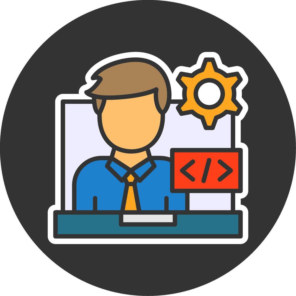 Programmer Filled Grey Circle Icon vector