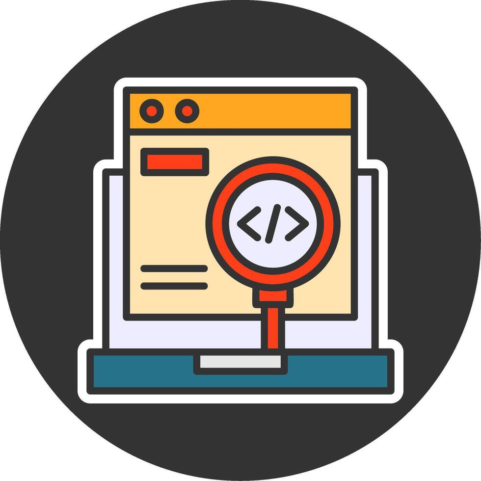 Code Testing Filled Grey Circle Icon vector