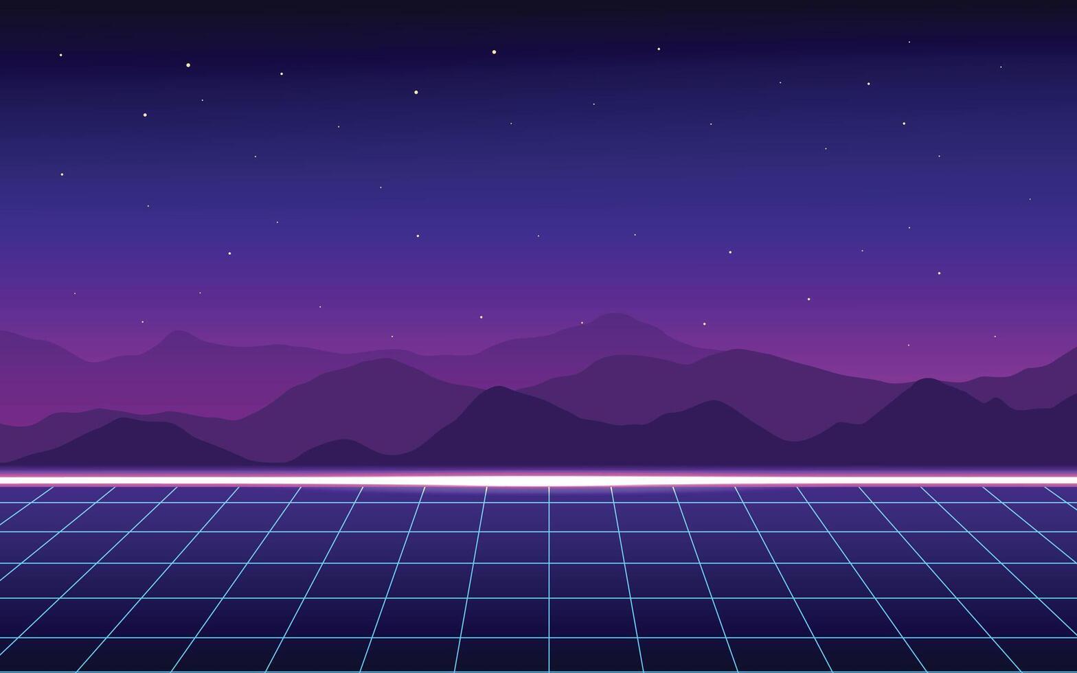 Futuristic landscape retro style. Digital retro landscape cyber surface. mountains background summer landscape vector