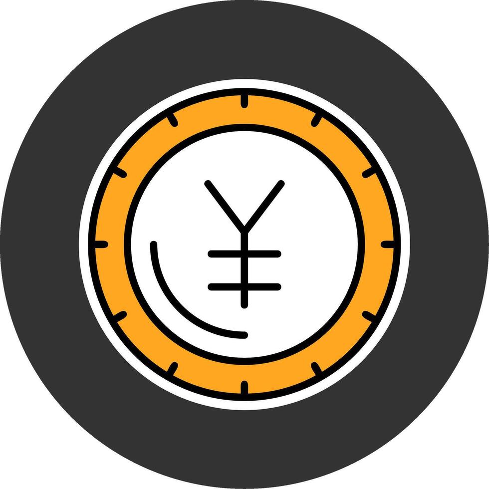 Yen sign Minimal filled Grey Circle Icon vector